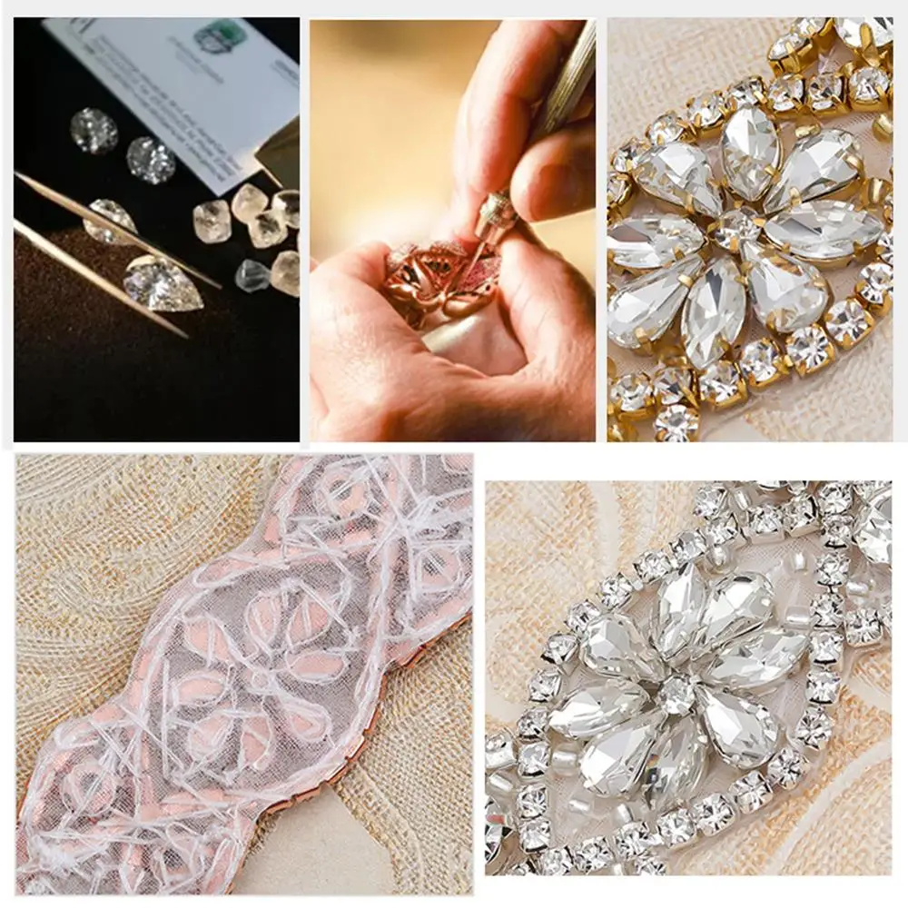 

DIY Clothing Sewing Decorations Sew Applique Rhinestone Applique Crystal Patch Wedding Dresses Trim Clothing Accessories
