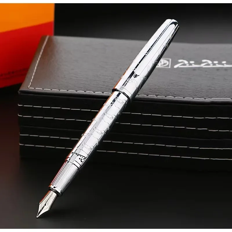 Picasso 918 Fountain Pen Fine Iridium F 0.5MM Nib, Metal Carving Silver Gold Pens,Business Office Gift Writing Back To School