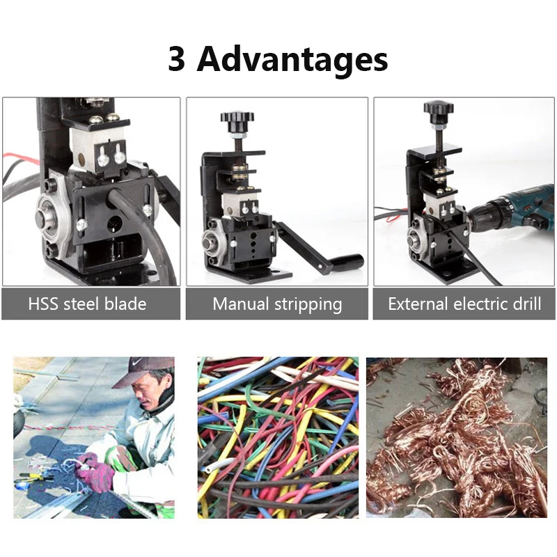 Portable Household Wire Stripper Manual Wire Stripping Tool 1-30mm Cable Electric Peeling Machine With Blade Hand Crank