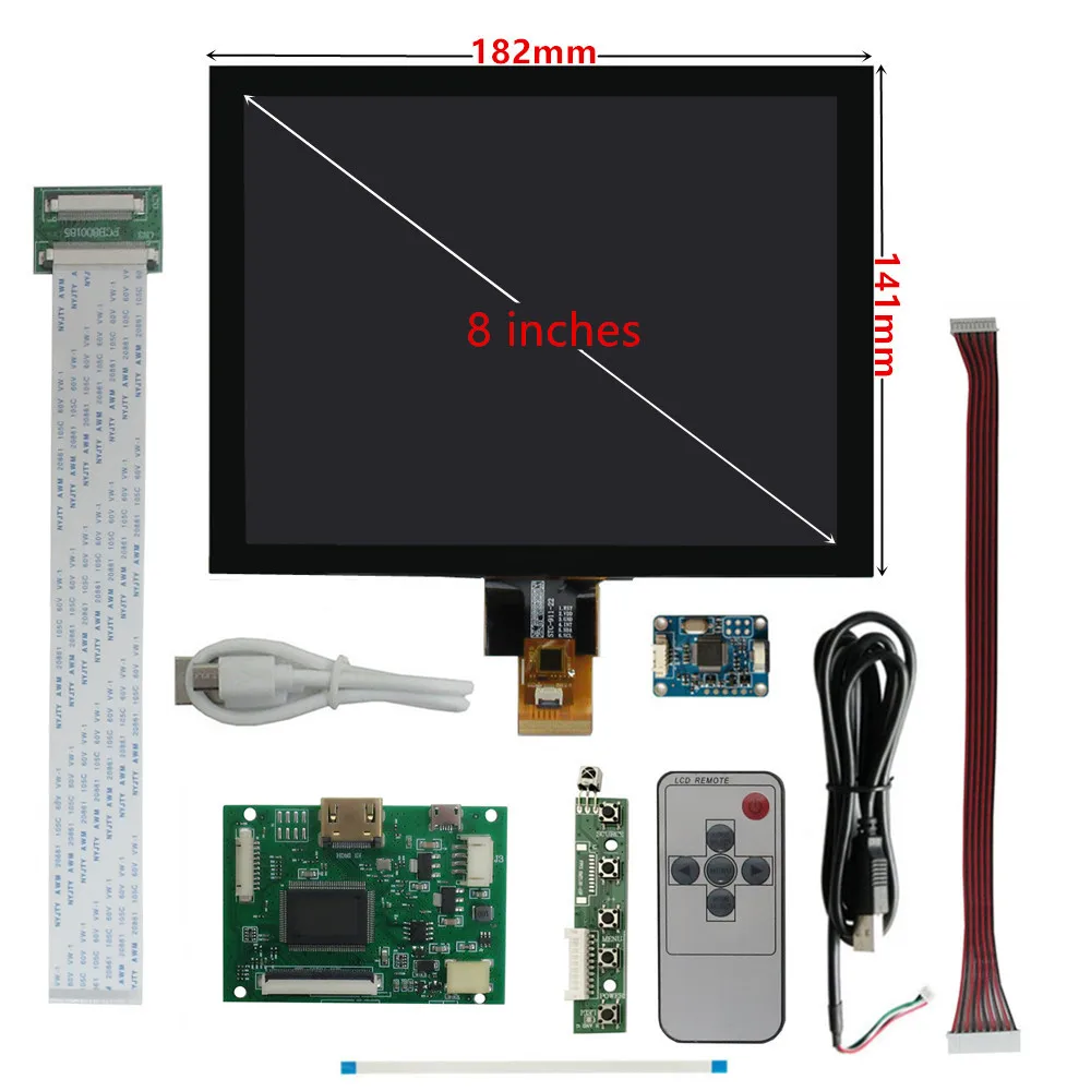 Imagem -02 - Polegada 1024*768 Ips 4:3 Tela Display Lcd Monitor Driver Placa de Controle Digitador Touchscreen para Raspberry pi pc 8