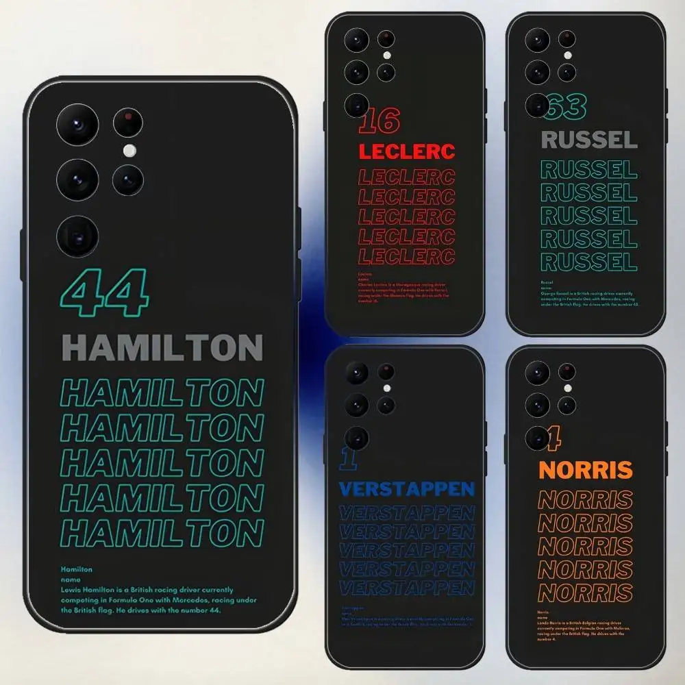 

F1 Racing Number 44 16 55 Phone Case For Samsung S25,24,23,30,21,10,9,Ultra,Plus,Lite,FE,5G Black Soft Case