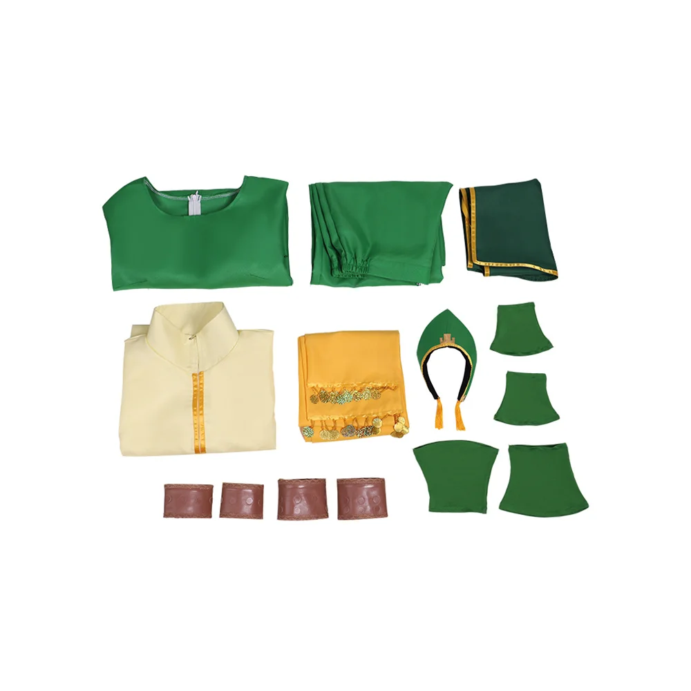

Anime Toph Beifong Cosplay Costume Green Uniform Full Set Halloween Party Outfits