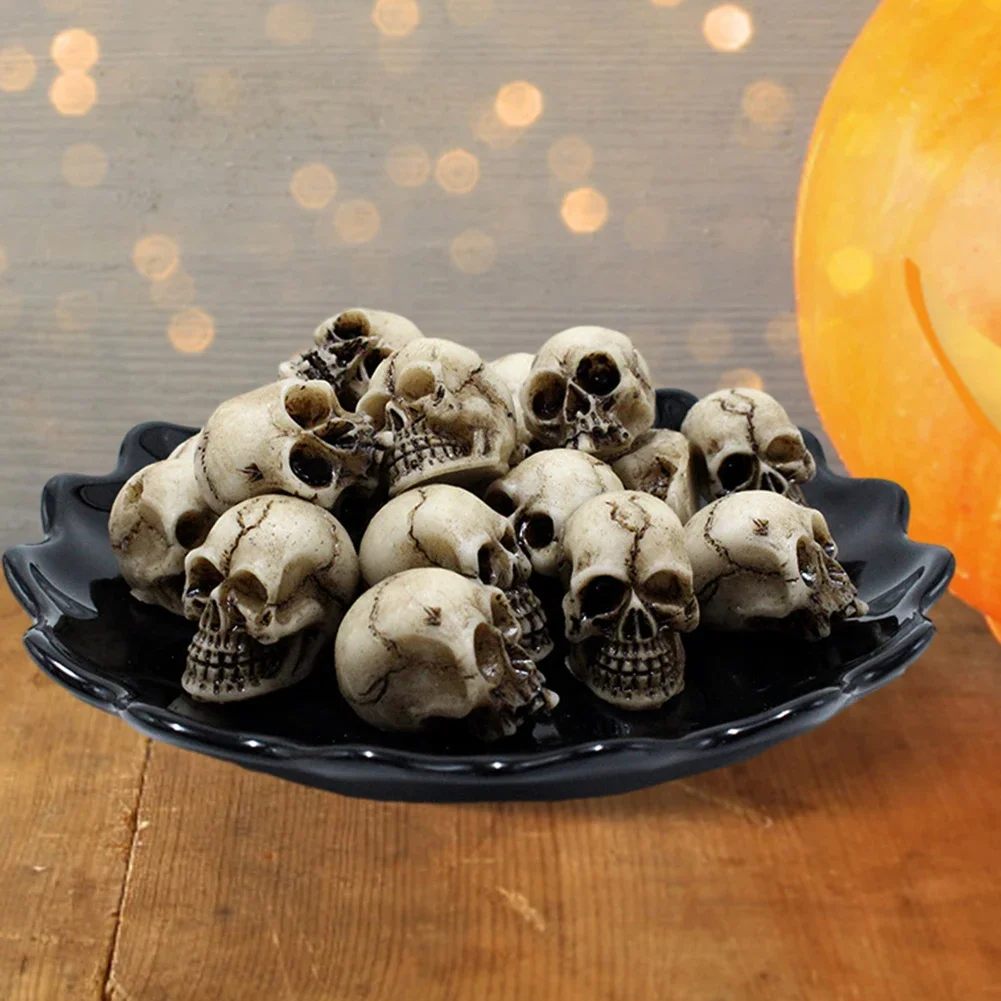 20 Stück gotische Schädel Skulpturen dekorative Halloween dekorative Skelett Modell Festival Thema Landschaft Garten Topfpflanze Dekor