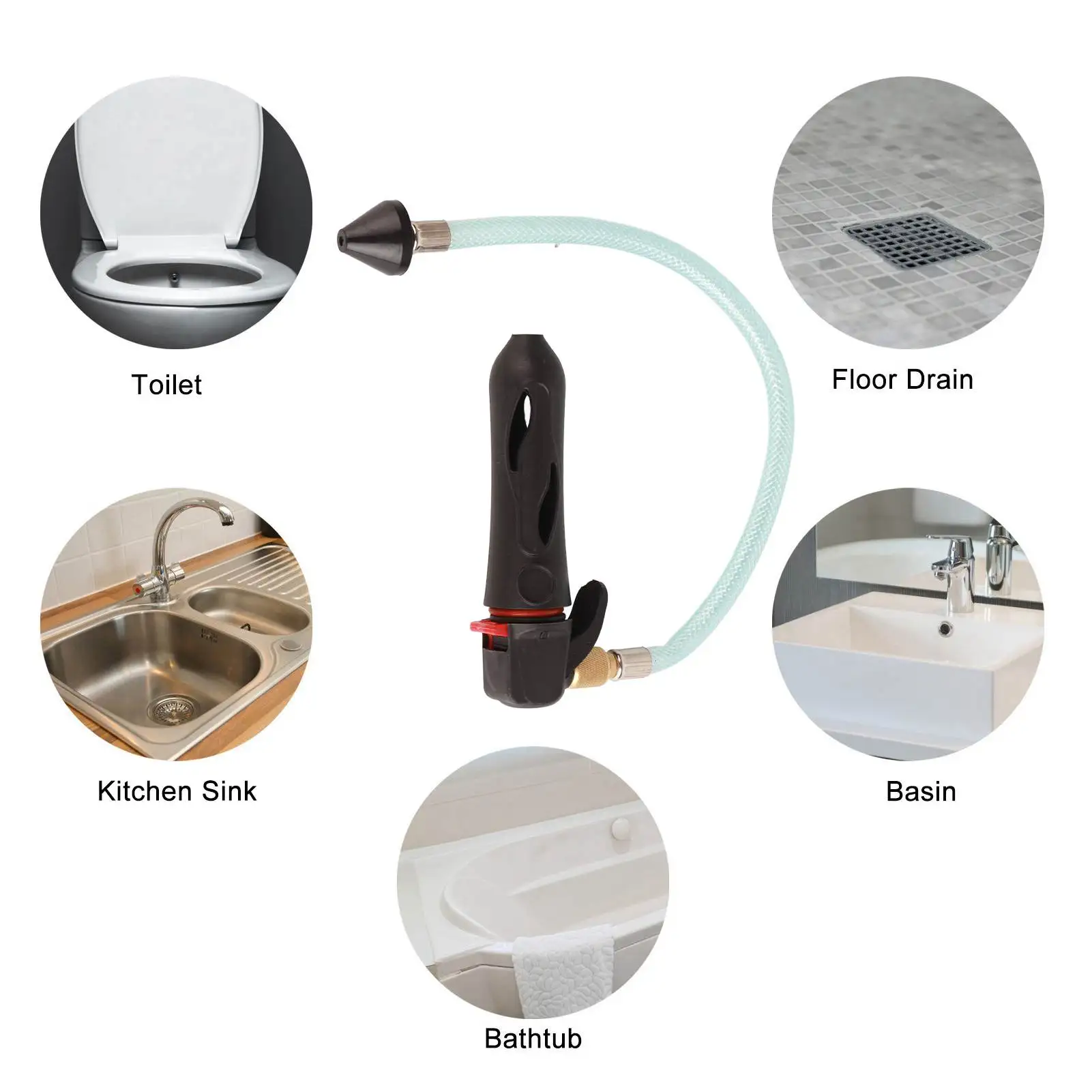 

D5 Threaded Drain Gun Safe Ingredients Portable CO2 Cartridge Pipe Drain Gun Gas Inflatable air Pump Tire With Flexible Hose