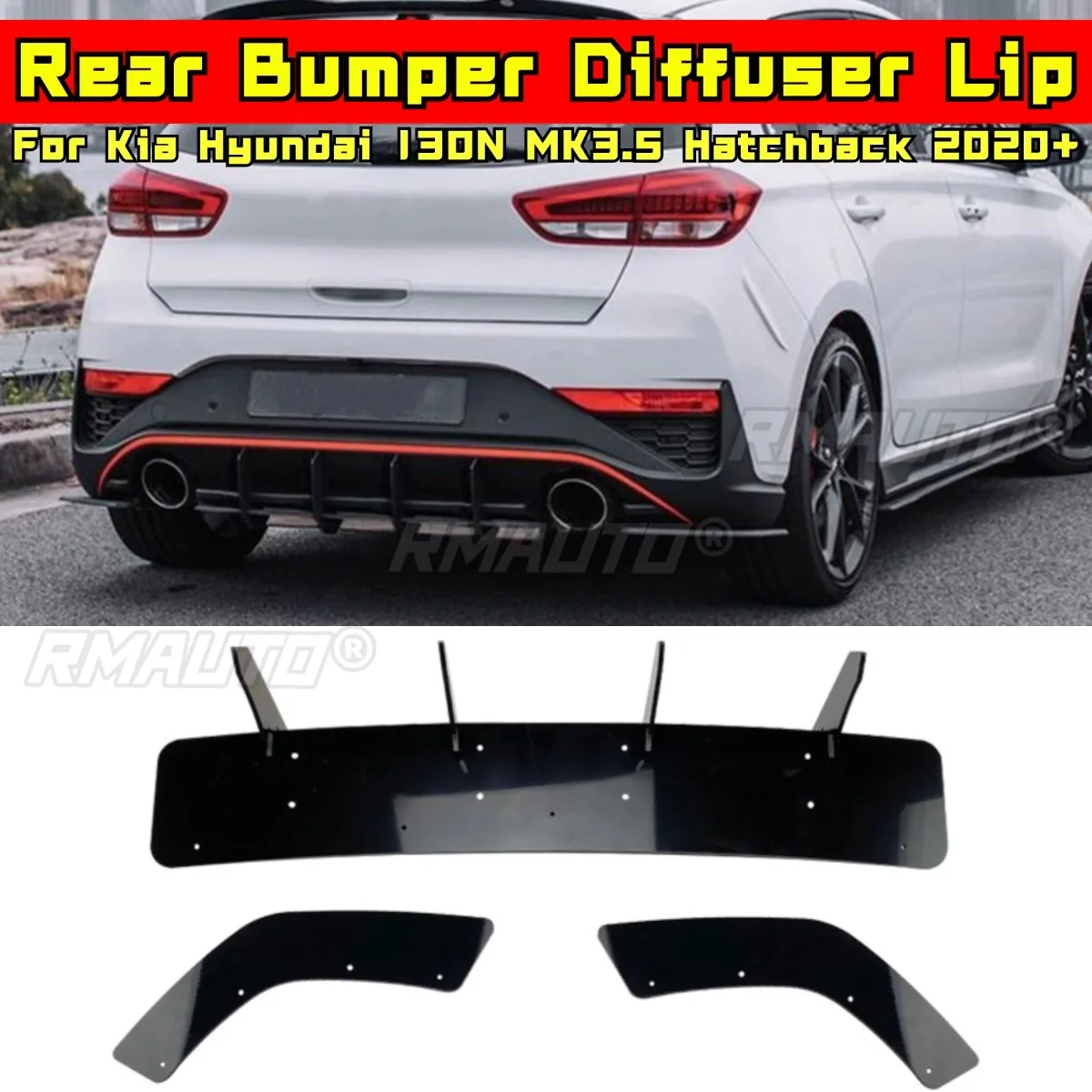 

For Kia Hyundai I30N MK3.5 Hatchback 2020+ Body Kit Rear Bumper Diffuser Rear Bumper Splitter Lip Protector Car Accessories