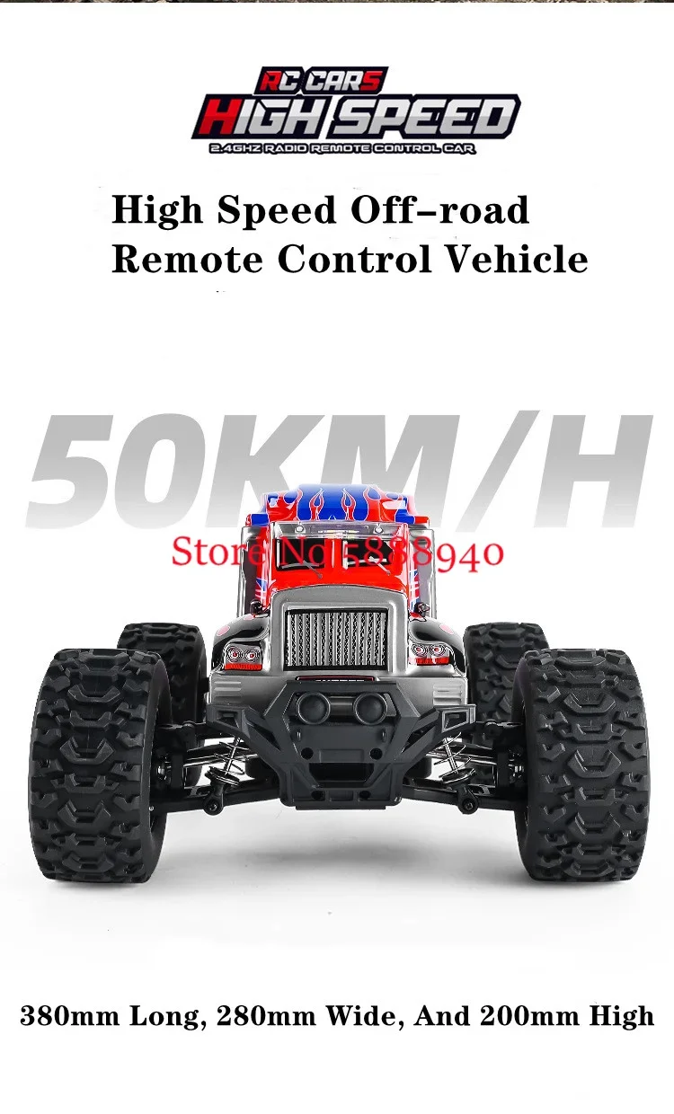 

1:10 Full Scale 4WD 60KM/H Remote Control Off-Road Truck Vehicle 45° Climbing Alloy Transmission Waterproof High Speed RC Car
