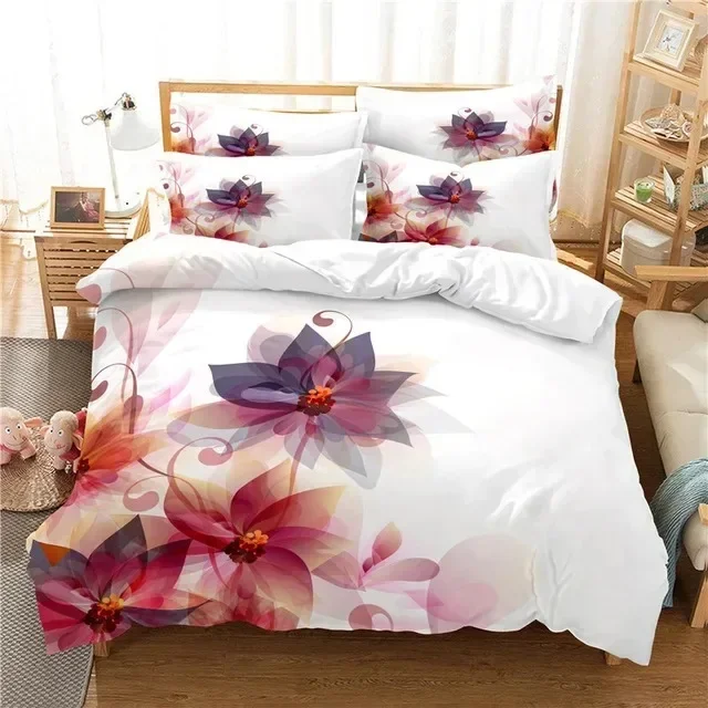 

New Rose Flower Rose Funny Adult Women Gifts Rose Valentine's Day Comfortable Duvet Quilt Cover Pillowcase Bedding Set Children