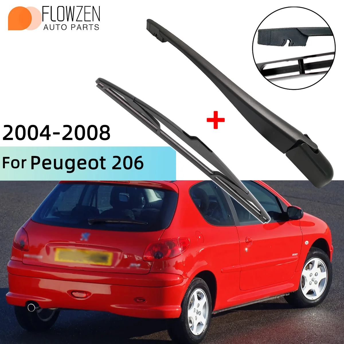 Kit de limpiaparabrisas y brazo de limpiaparabrisas trasero para Peugeot 206 2004--2008, accesorios para coche