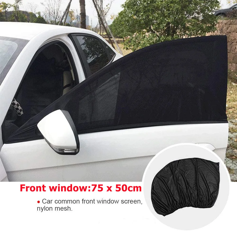 4pcs Car Front&Rear Side Window Sun Visor Shade Mesh Cover insulation anti-mosquito Fabric Shield UV Protector Sunshade Curtain