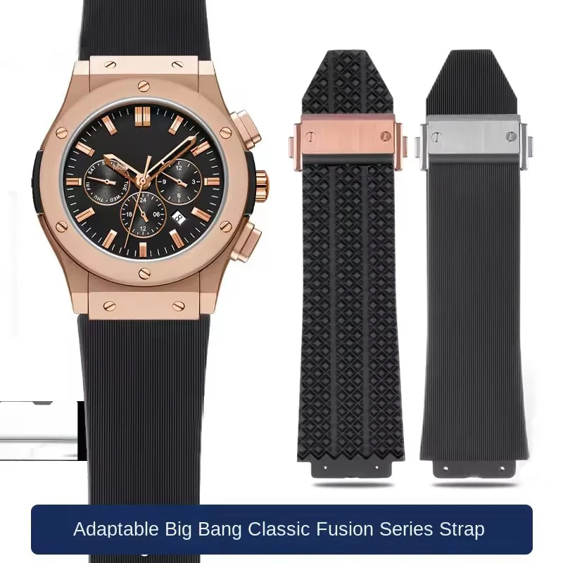 26X19mm Für hublot Big Bang Serie Weiche Armband Für HUBLOT Handgelenk Armband Schwarz Silikon wasserdichte Uhrenarmbänder