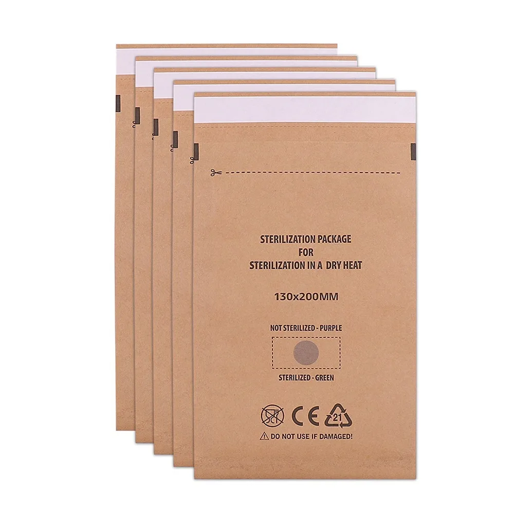 

100Pcs Disposable Sterilization Nail Bag Healthy Paper Manicure Sterilizer Pouch Multifunction Portable Kraft Self-Sealing Bags