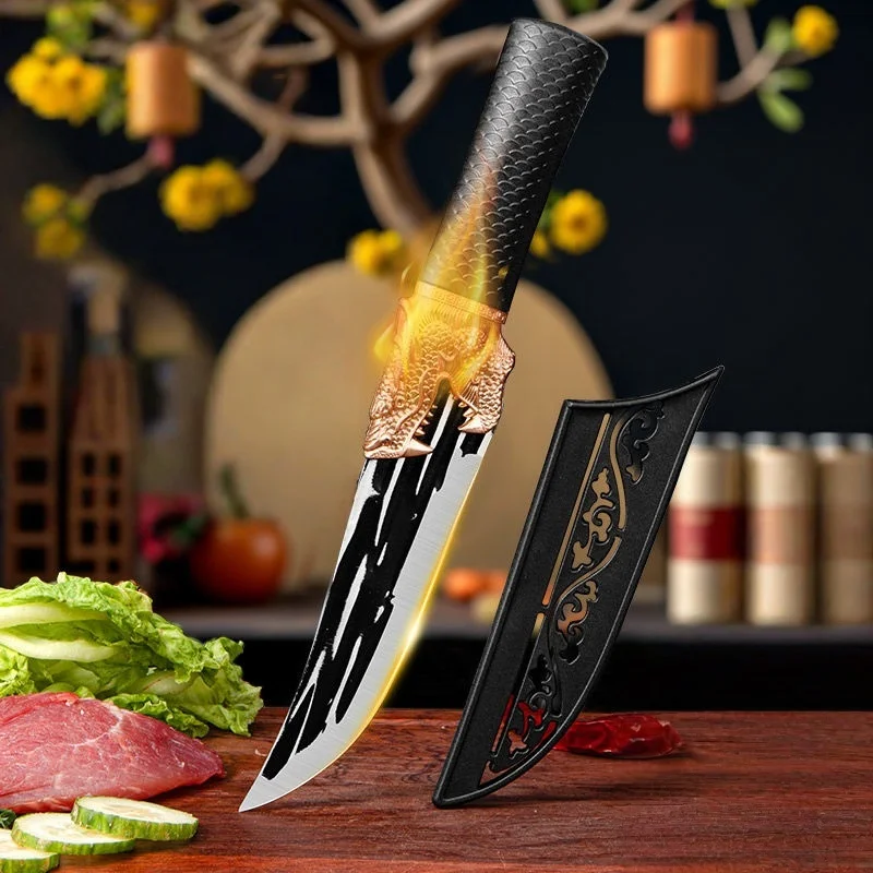 Multi-Purpose Kitchen Knife for Meat BBQ Cooking Knife Fishing Boning Knife Stainless Steel Butcher Knife Pastic Handle