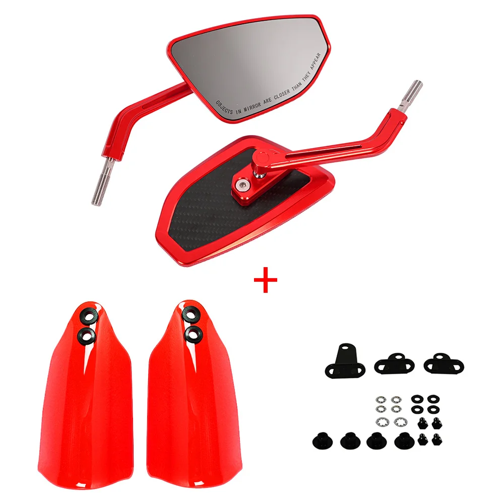 Performance Style Colored Mirrors Rear View Mirrors CNC&Carbon Slim Look&Wave PC 4mm Hand Guard for Harley Touring Softail