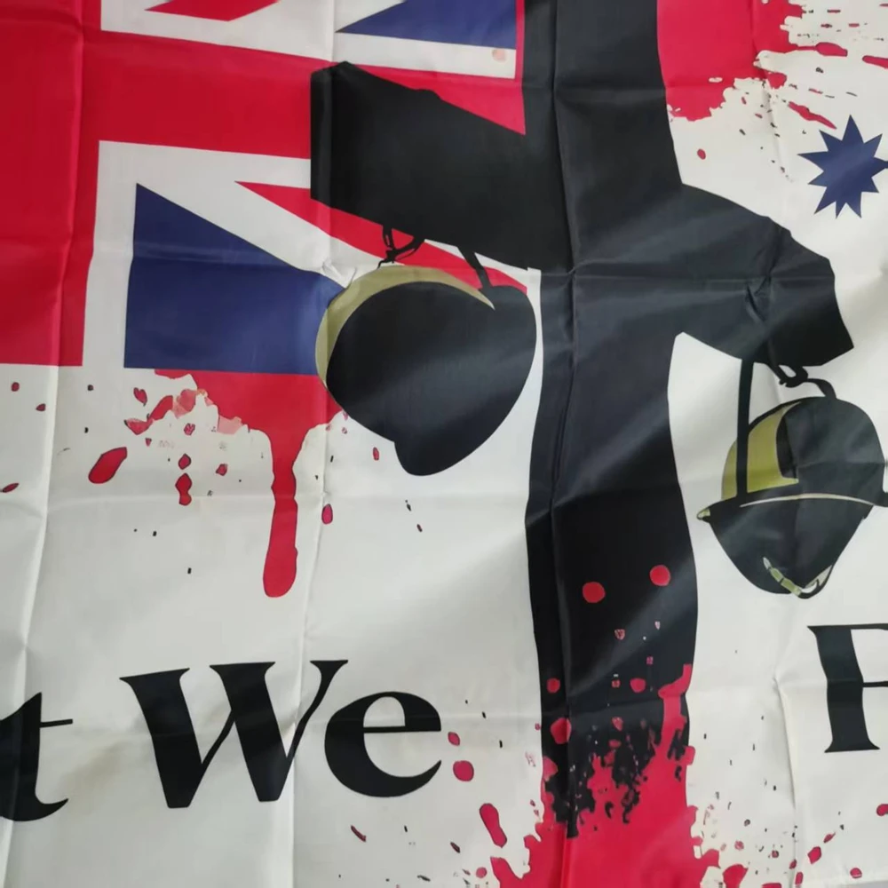 علم يوم الذكرى ANZAC 2x3ft 3x5ft ديكور خارجي - لافتة تحية المخضرم في نيوزيلندا مع خوذة متقاطعة