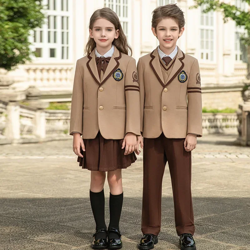 Children's Kindergarten Class Uniforms Spring and Autumn Suits British Style Boys and Girls Handsome Suits Garden Uniforms