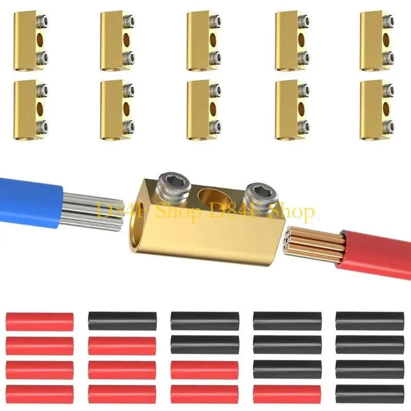 D84F High Current Brasses Splicing Connectors for 10 6 AWG Wire Up to 80A for Industrial Automotive Solar DIY Use
