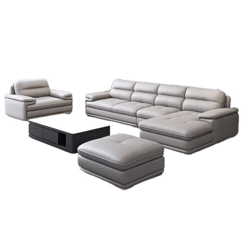 

Modern simple leather sofa living room household first-layer cowhide sofa small apartment combination straight row sofa