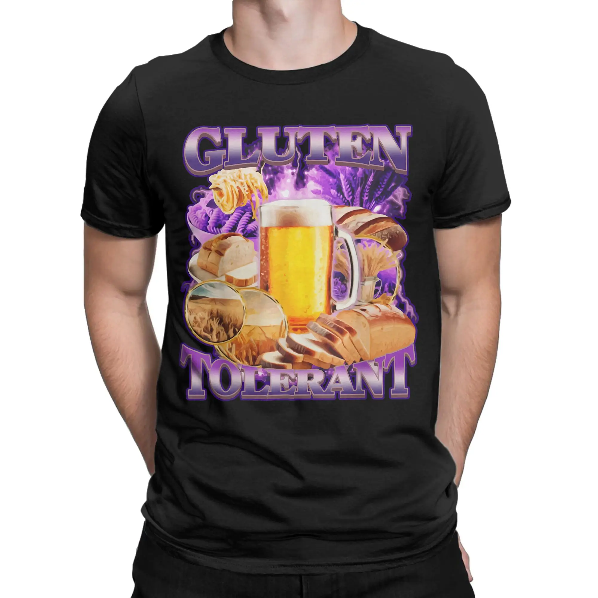Men's Gluten Tolerant T-Shirts  100% Cotton Tees Summer Vintage Short-Sleeve T-Shirt O-Neck Harajuku Tshirt Plus Size 5XL