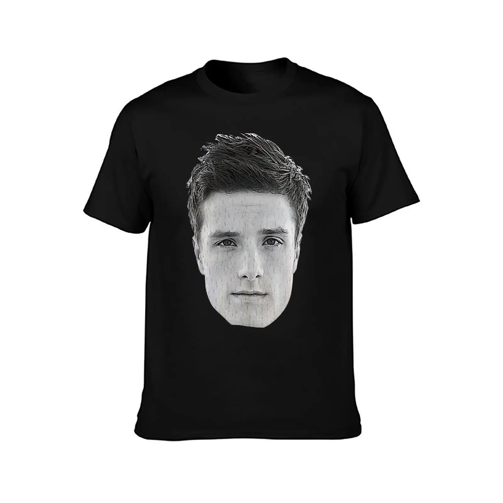 Josh Hutcherson's Face Engraved on a Wooden Spoon T-Shirt, Summer Casual Cotton Tee, Oversized Streetwear Tops, Unisex Men Women