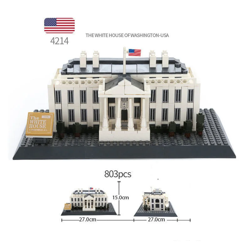 

Creative Modern Famous Architecture Building Bricks White House Washington D.C. United States Block President Office Model Toys