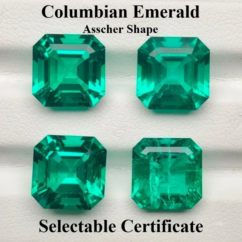 

Lab Grown Columbian Emeralds Asscher Shape Charms Gemstone for DIY Jewel Rings Necklace Earrings Making Selectable Certificate