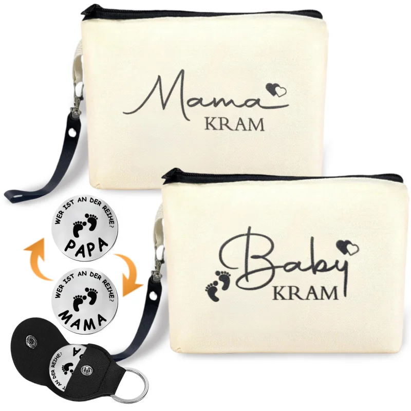 Bolsa de almacenamiento para mamá, 2 uds., moneda de determinación, bolsa de cosméticos con cremallera, regalo de embarazo para madre esperante de nacimiento de bebé
