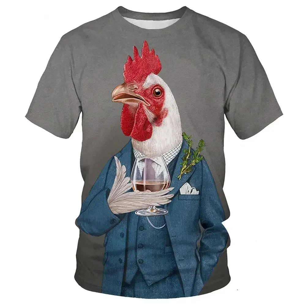 Fashionable Chicken  Pictures For Men\'s T-Shirts Trend Digital Printing Casual Round Neck Short Sleeved Tops