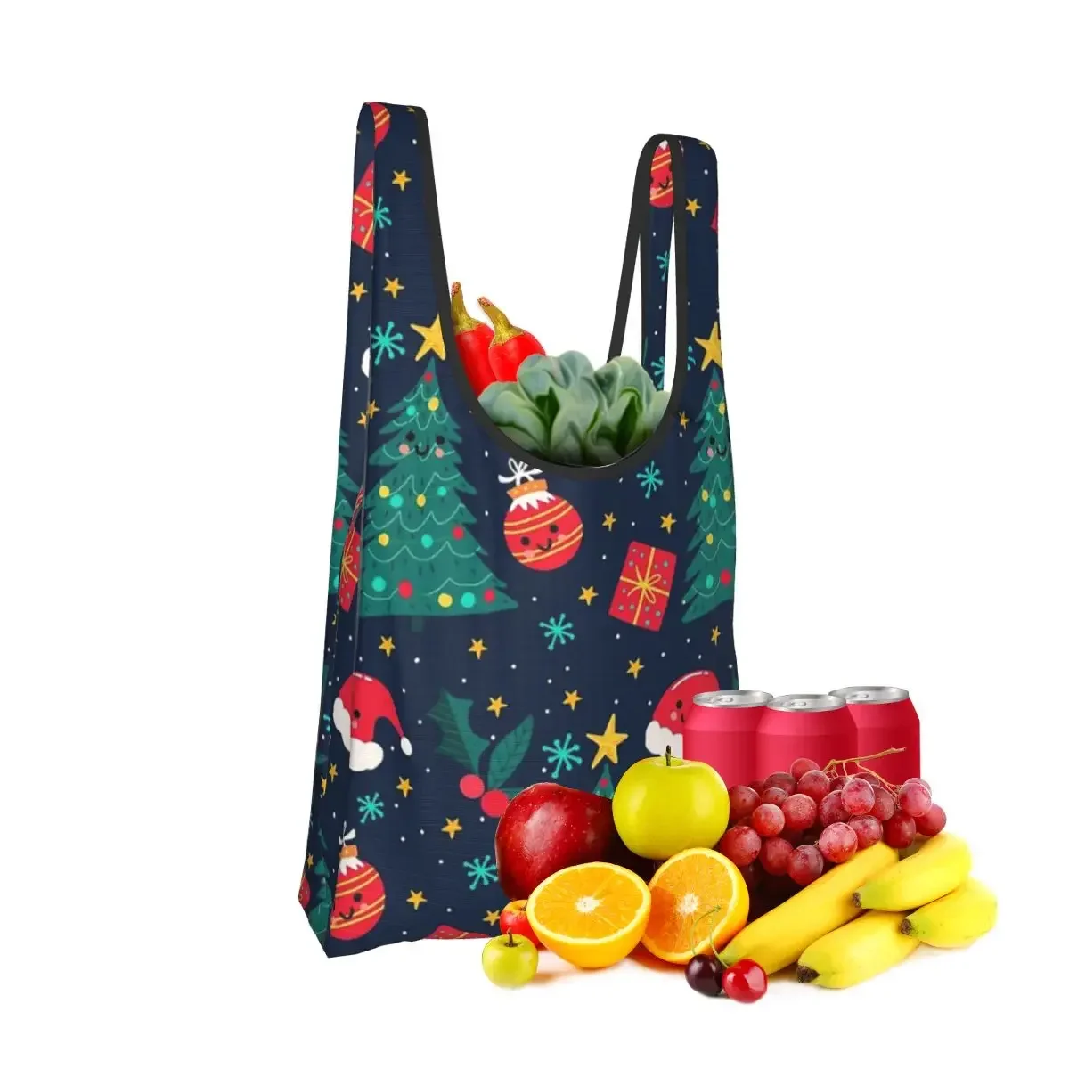 Merry Christmas & Happy Holidays! Shopping Bag Portable Tote Bags Reusable Shoulder Shopper Bag Groceries Handbag