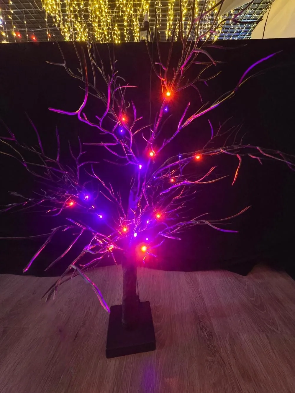 1PC24LED ضوء شجرة فرع المرجان للهالوين، ألوان فاتحة برتقالية وأرجوانية، مدعوم بالبطارية وUSB، تستخدم لتزيين العطلة #4