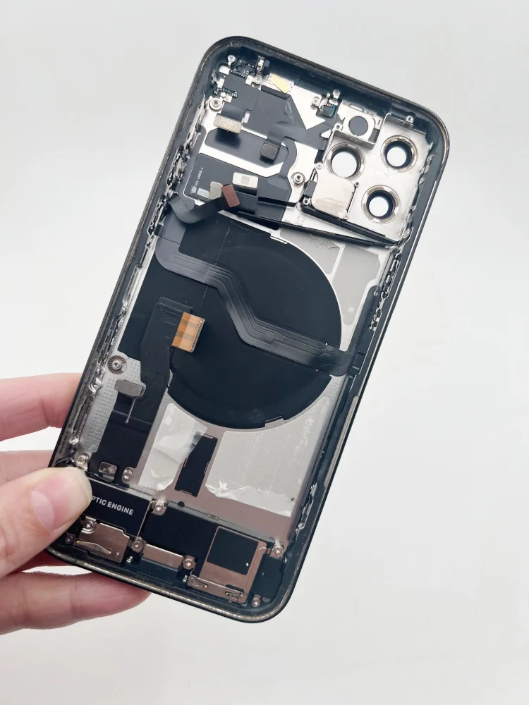 Disassembled Middle Housing Frame Back Glass with Charging Wireless Flex Cable Full  Assembly for iPhone 12 Pro Max, 90% New
