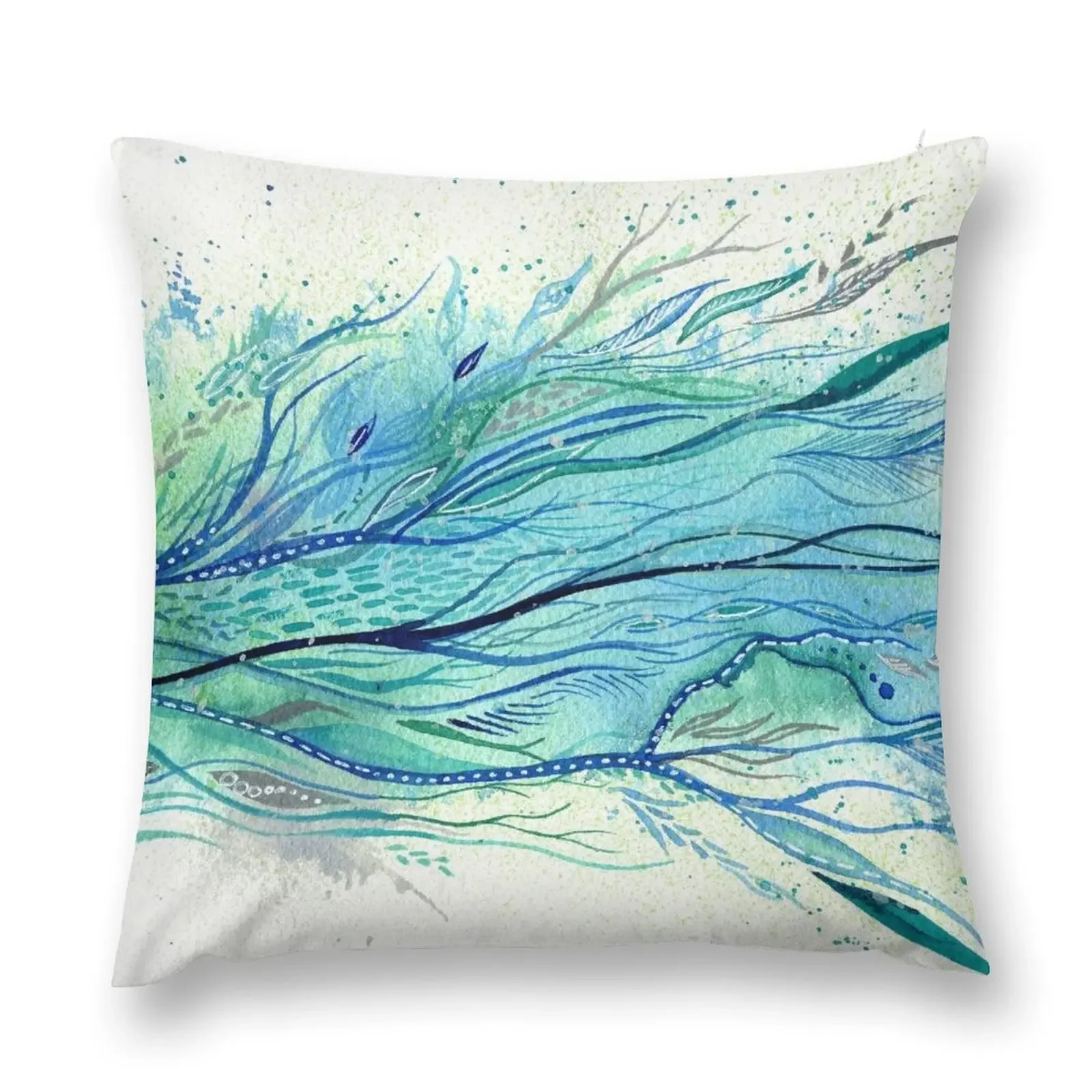 Windrunner - Intuitive watercolour art in blue and green Throw Pillow Christmas Pillows Custom Cushion Photo pillow