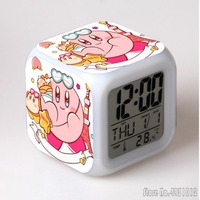 Anime New Cartoon Star K-Kirby Alarm Clock Creative Student 8x8x8cm LED Cube with Colorful Light Display Time Week Month