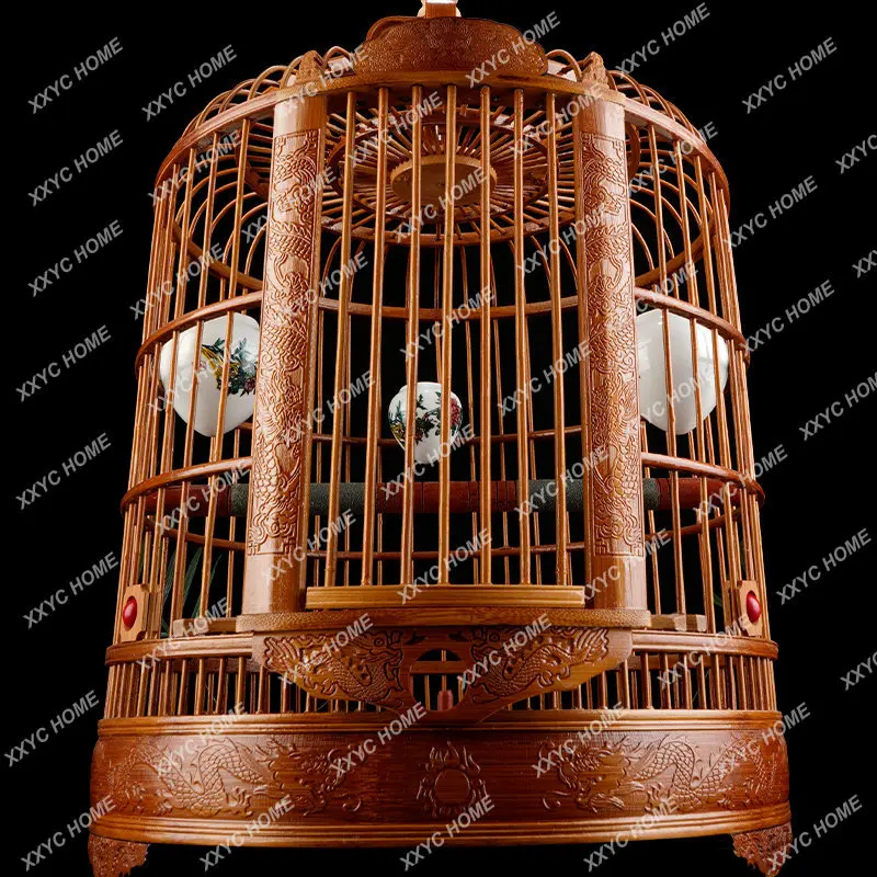 

Carved Thrush Bird Cage Bamboo Boutique High-End Hand-Carved Luxury High-End Starling Bamboo Bird Cage