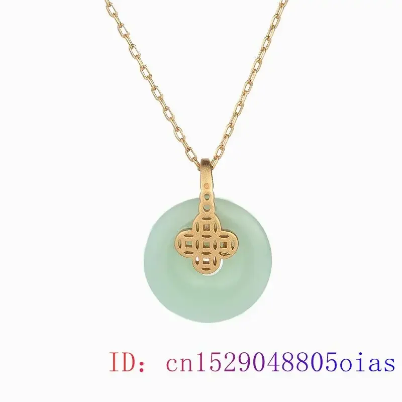 Colgante de donut de Jade verde, collar de joyería de moda Natural de piedras preciosas, amuleto de plata 925, amuleto de cristal para mujer, regalos de Calcedonia