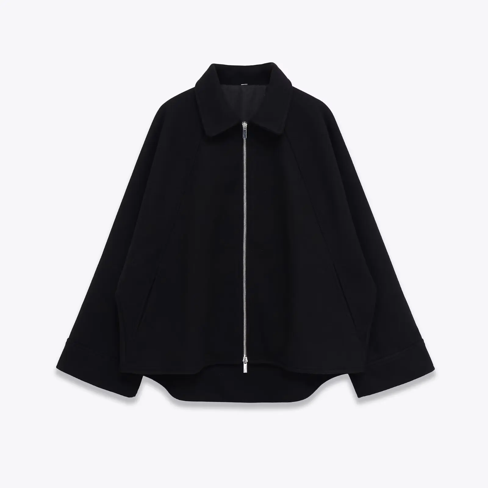 

Loose Collar Cape Jacket Women's Jacket Woman Clothes Tops Autumn Winter Nordic Minimalist Zipper Black Jacket