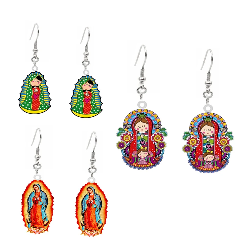 Mary Christian Acrylic Earring For Women Drop Earrings Jewelry God Virgin Mary Earring Cute Girls Christmas Gift