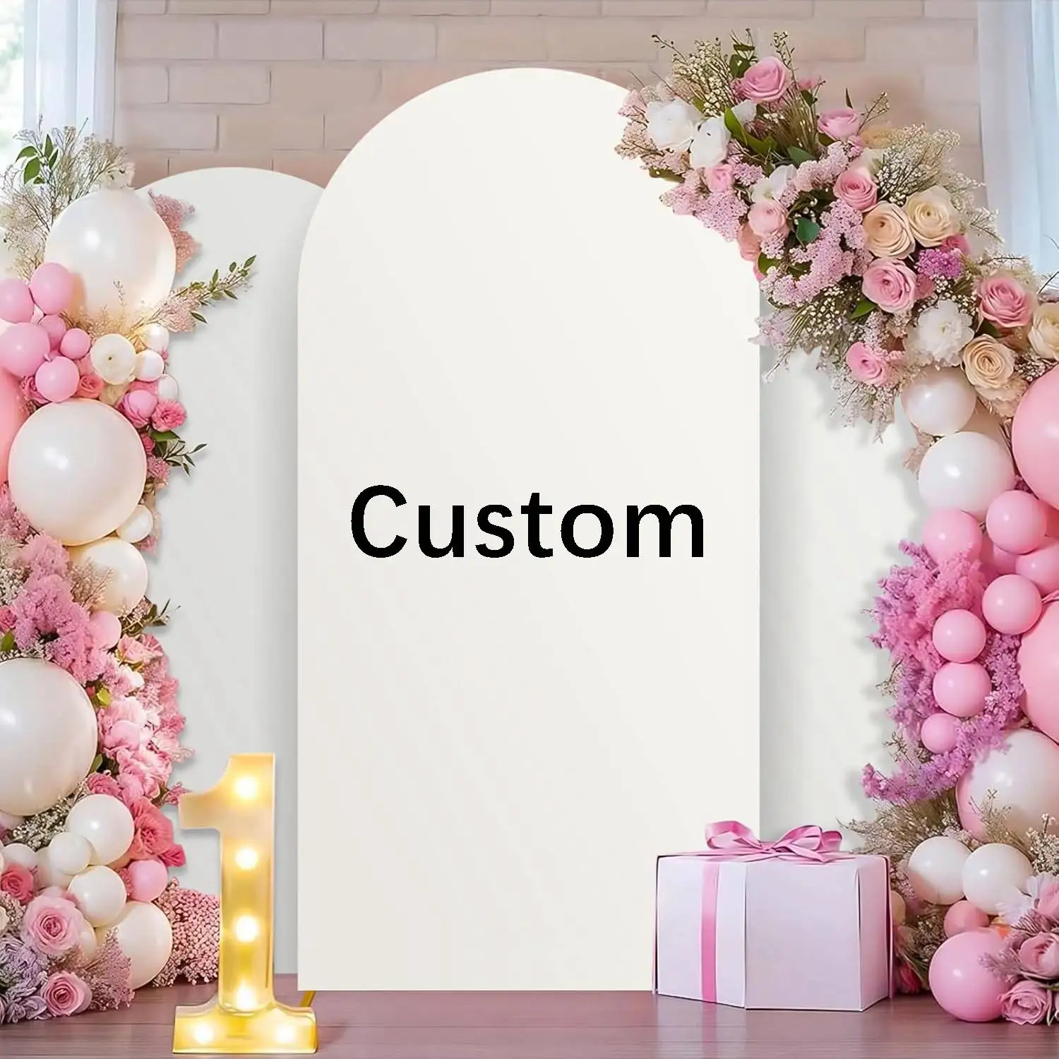 

Custom Arch Backdrop Cover Spandex Elastic Fabric Personalized Photo Background for Wedding Baby Shower Birthday Party Decor