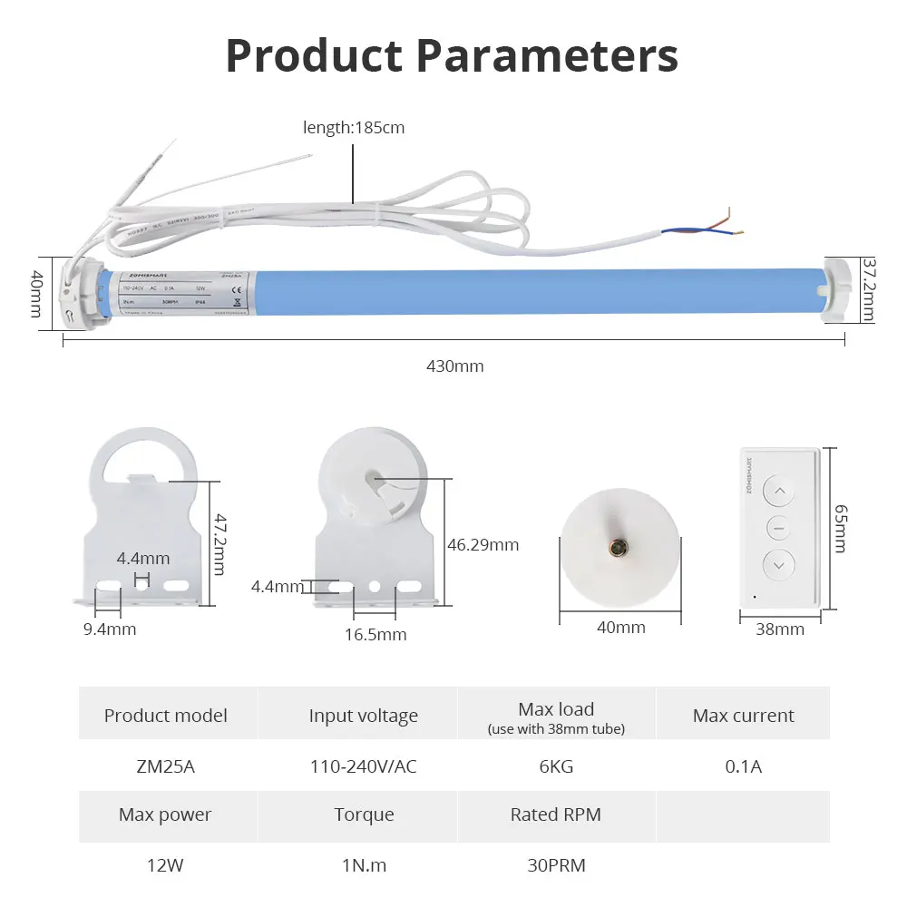 Zemismart Matter WiFi สมาร์ท Roller Shade ผ้าม่านมอเตอร์สําหรับ 37 มม.38 มม.สนับสนุน Homekit Google Home Smartthings App Control