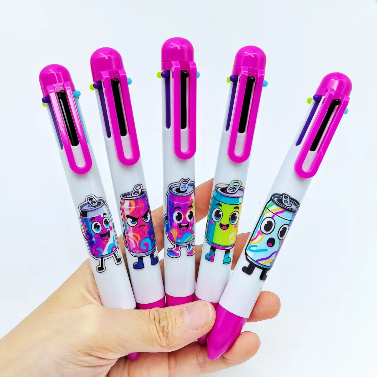 

5 шт./10 шт., креативная бутылка, разноцветная шариковая ручка, можно узоровать, канцелярские принадлежности «шесть в одном», пишущие принадлежности