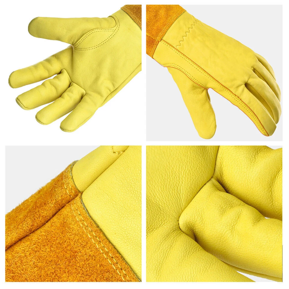 1 Pair Long Thorn Proof Rose Pruning Gloves with Forearm Protection Leather Gardening Gloves Working Mitten Best Garden Gift