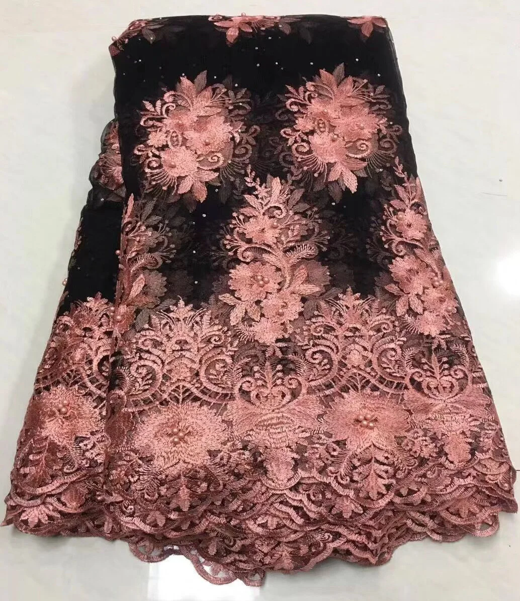 

Lilac 3D Lace Fabric with Beads and Stones High Quality African Tulle Lace Fabric 2018 Guipure Nigerian Lace Fabrics Z016