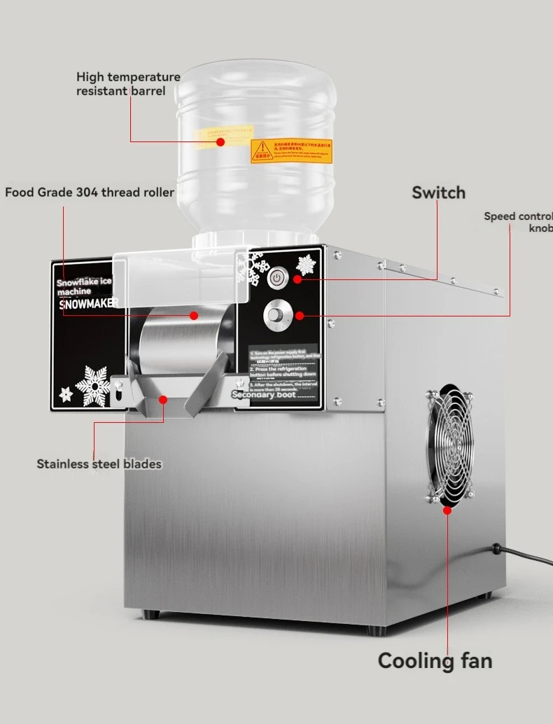 Máquina de hielo de copo de nieve coreana, máquina de afeitar con dispensador de agua, Bingsu, 60KG/24H, ZB-XBJ60Z