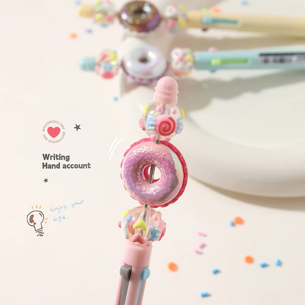 4-color Ballpoint Pen Donut Skewers Lego Appearance Multifunctional and Multi-color Pens Creative and Fun Accounting Pens
