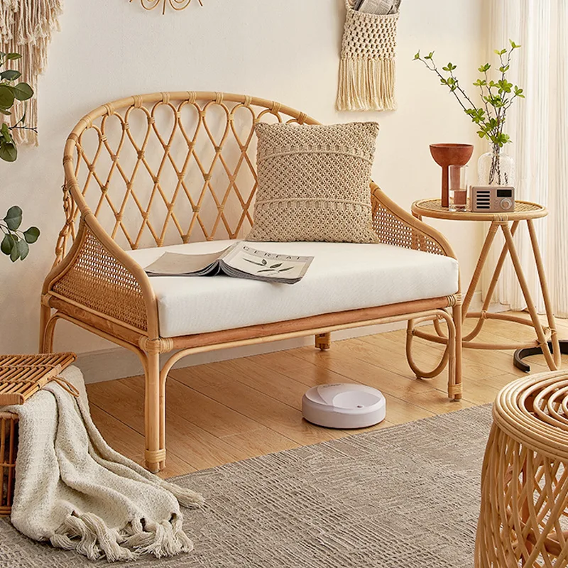 Nordic Japanese-style natural rattan woven sofa combination living room single rattan bed