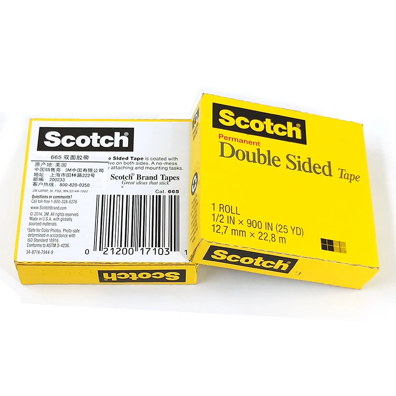 Imagem -02 - Scotch Fita Dupla Face 665 Transparente Dupla Face Adesiva 12.7 mm 22.8m por Rolo