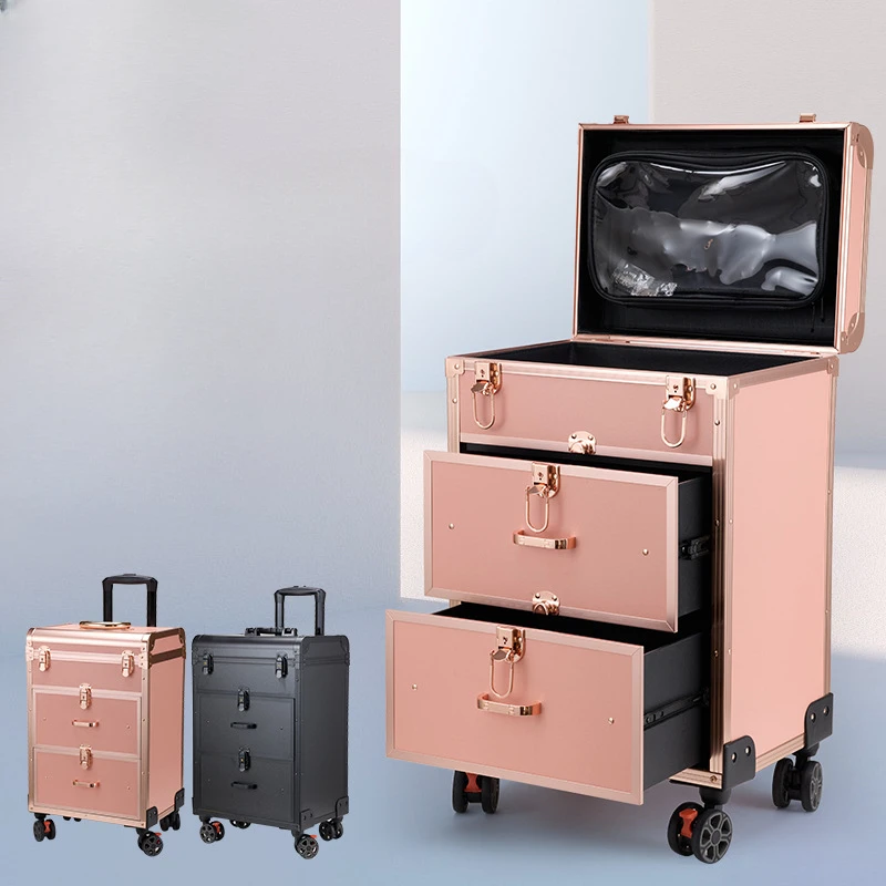 Professional Make-up Artist Toolbox Rolling Luggage Makeup Toolbox Beauty Suitcase Makeup Trolley Case Nail Tattoo Trolley Box