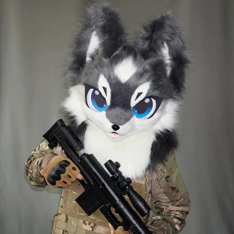 ليلي 123Kawaii الحيوان زي Fursuit فروي لطيف الكلب الذئاب الوحش رئيس ازياء والاكسسوارات البدلة