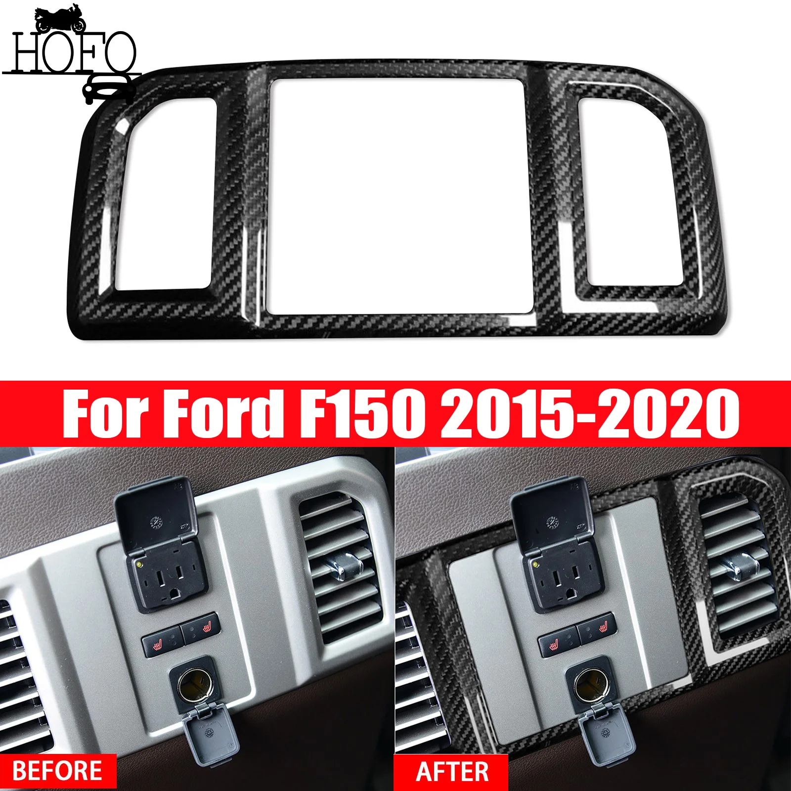 

For Ford F150 F-150 2015-2020 Dry Carbon Fiber Rear Air Outlet Vent Cover Trim