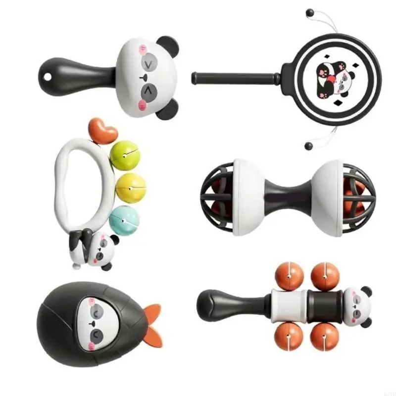 D7YD Baby Cartoon Panda Rattle Toy Plush Instrumento Musical Recém -nascidos Presente