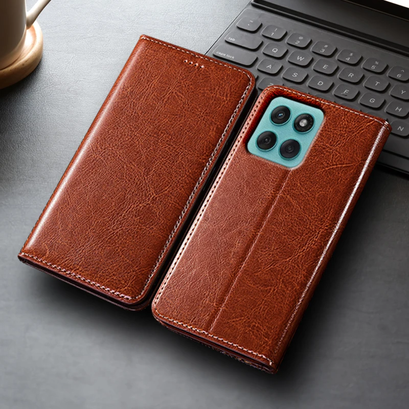

Crazy Horse Genuine Leather Flip Case For Moto Edge 30 40 50 60 60S Pro Neo Fusion Ultra Phone Cover Card Cases Fall prevention